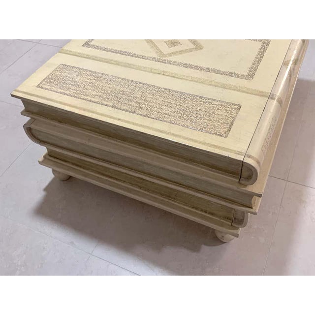 Neoclassical White-Parchment Leather Book Coffee Table by ...