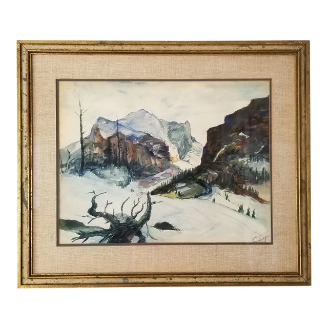 1963 Calif Artist Antonio Estrada Watercolor Landscape Painting For Sale