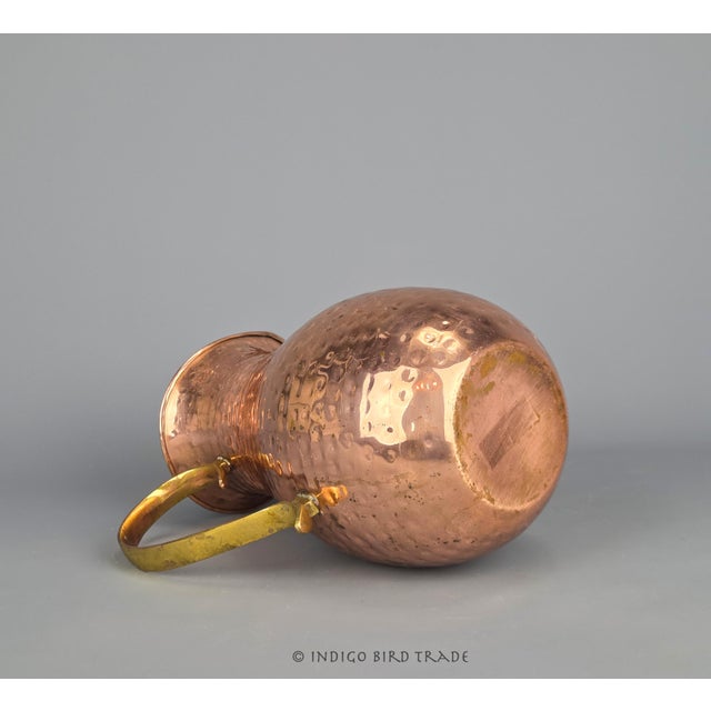 Copper Vintage Hand Hammered Copper Pitcher With Brass Tone Handle For Sale - Image 8 of 8