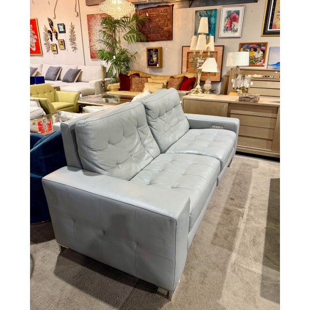 American Leather American Leather “Hudson” Gray Motion Leather Sofa For Sale - Image 4 of 7