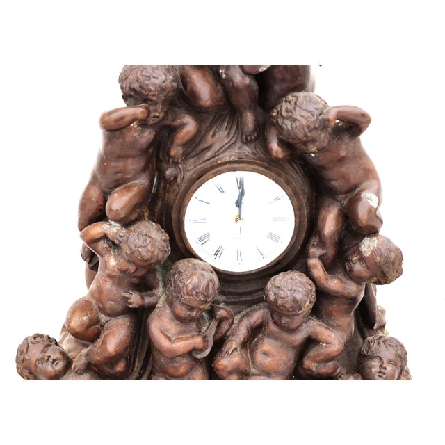 Fabulous Heavy Cast Bronze Large Clock Case With Multiple Cherubs All Over, Good Patina For Sale In New York - Image 6 of 8