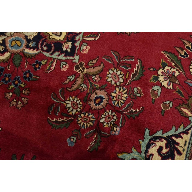 2000 - 2009 Tabriz Rug 8’3” X 11’3” Red Wool Vintage Traditional Hand-Knotted Carpet For Sale - Image 5 of 15