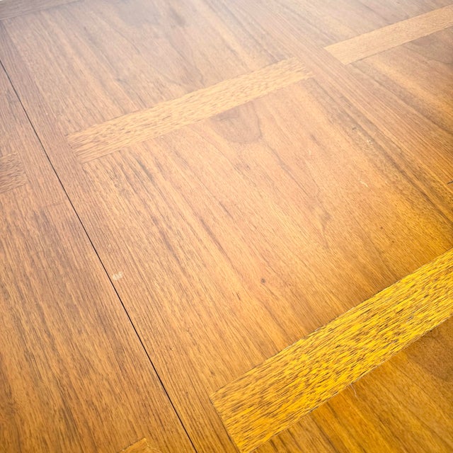 Brown Mid Century Modern Teak Inlay and Oak Dining Table For Sale - Image 8 of 12