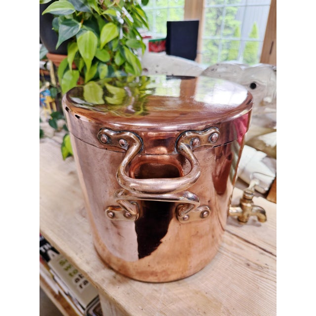 Copper Antique English Copper Stock Pot With Lid For Sale - Image 8 of 15