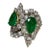Two Pear Shape 5.5 Ct Emerald & 8.5 Ct Diamond Ring, 18k White Gold Size 6 For Sale