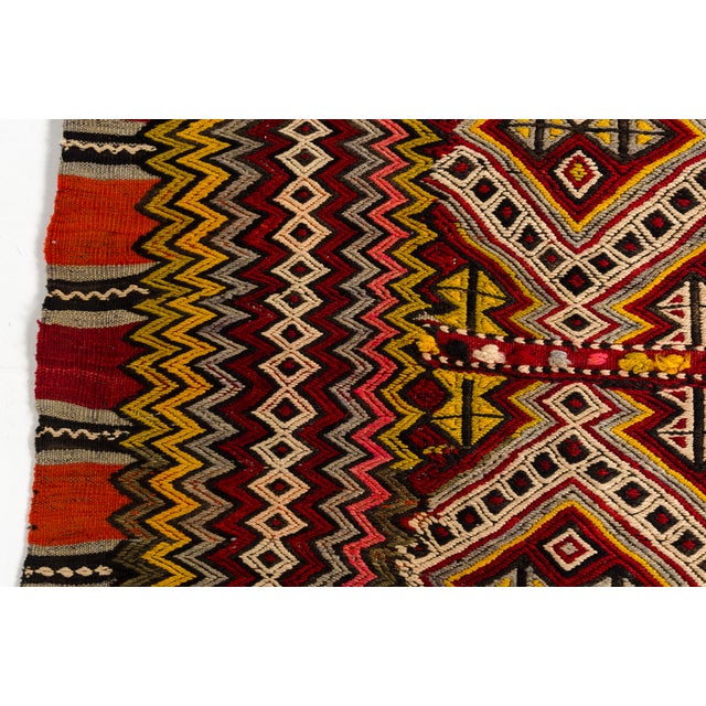 Mid 20th Century Vibrant Red, Orange & Yellow Flatweave Kilim For Sale - Image 6 of 10