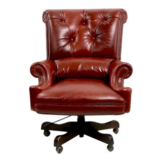 Executive Leather Swivel Desk Chair Kensington by Thomasville For Sale