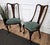 Very elegant Italian Mid-Century Modern set of 6 dining chairs, with greatly shaped wooden structure and upholstered seat....