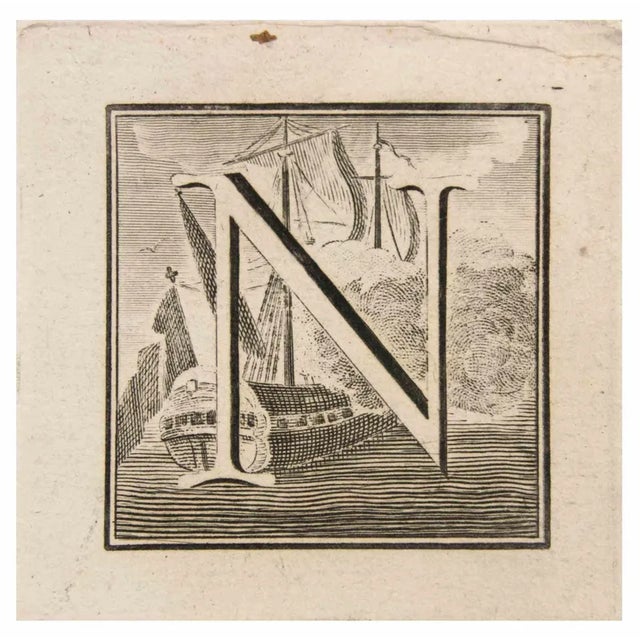 Letter n is an etching realized by luigi vanvitelli of 18th century. The etching belongs to the print suite “antiquities...