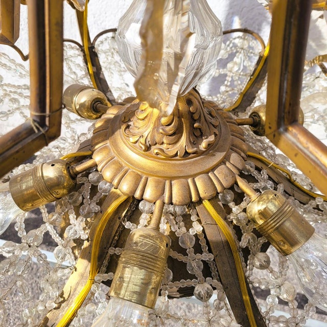 Large 20th Century Chandelier in Bronze and Crystal For Sale - Image 6 of 17
