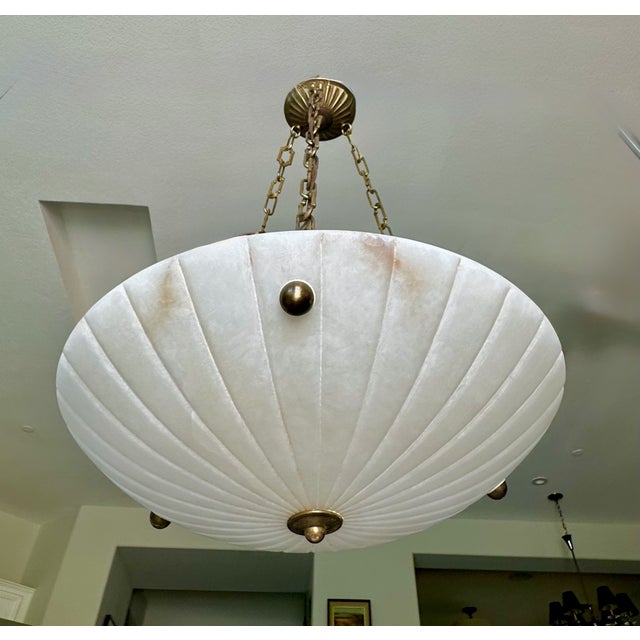 1970s Directoire Style French Alabaster Pendant Chandelier For Sale - Image 18 of 18