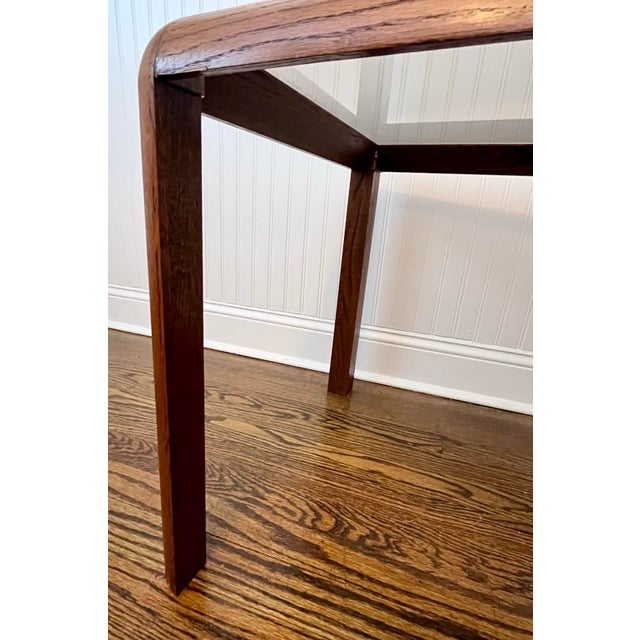 Brown Vintage 1970’s Belgium Van Den Berghe-Pauvers Wood & Smoked Glass Accent Table For Sale - Image 8 of 9