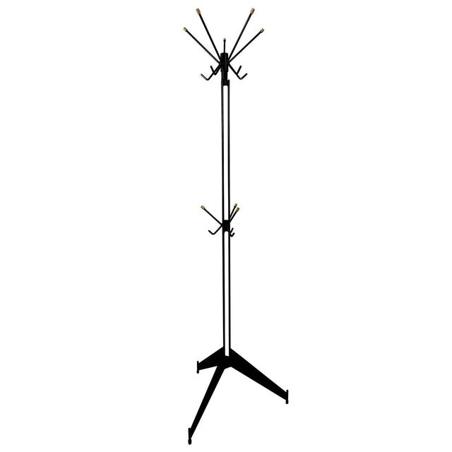 Mid-Century Black Metal & Brass Sputnik Style Coat Stand, 1950s For Sale - Image 9 of 9