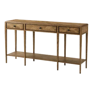 Oak Parquetry Two Tier Console Table