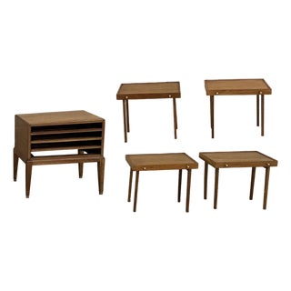1950s Danish Modern Mahogany Chest of 4 Side Table Stands by Frits Henningsen, Attributed For Sale