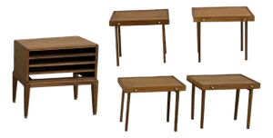 1950s Danish Modern Mahogany Chest of 4 Side Table Stands by Frits Henningsen, Attributed