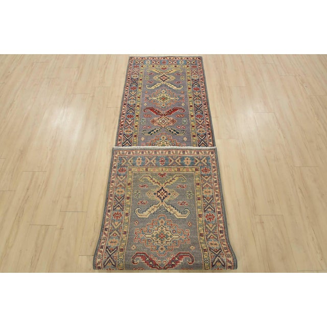 Kazak Runner 2’7” X 9’7” Gray Wool Tribal Hand-Knotted Oriental Rug For Sale - Image 12 of 13