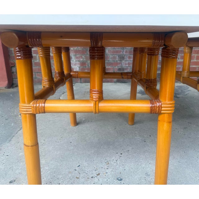 Mid 20th Century Vintage Coastal John Wisner for Ficks Reed Style Rattan Side Tables - A Pair For Sale - Image 5 of 8