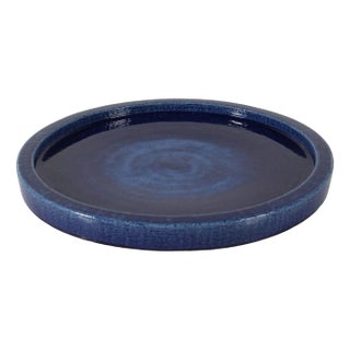 Large Low Stoneware Dish with Deep Blue Glaze by Per Linnemann-Schmidt ,1963 For Sale