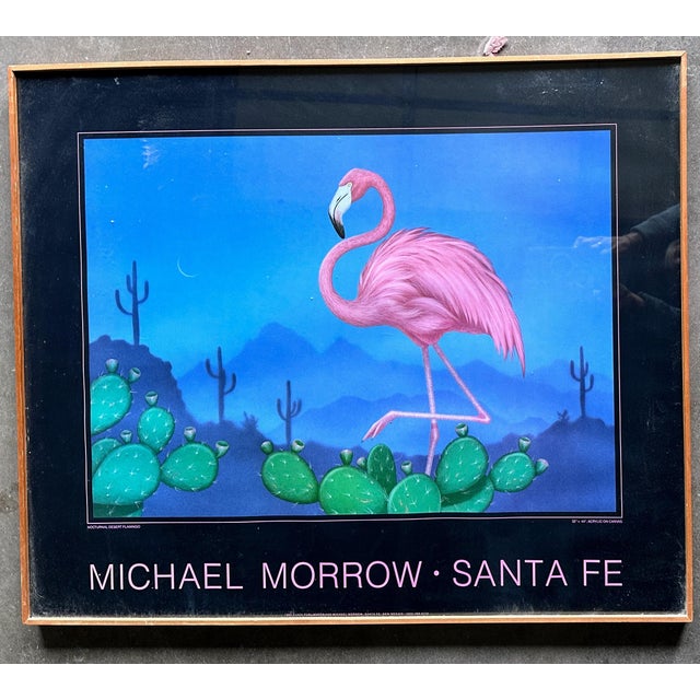 1980s Original Poster Nocturnal Desert, Flamingo, by Michael Morrow, Santa Fe For Sale - Image 9 of 12