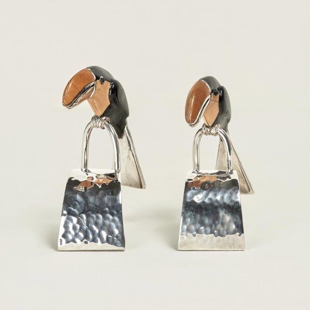 Late 20th Century Set of Twelve Vintage Silver Plate Napkin Rings With Toucans by Emilia Castillo For Sale - Image 5 of 12