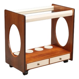 Vintage Kitchen Cart in Exotic Wood Veneer, 1960s For Sale