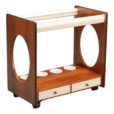 Vintage Kitchen Cart in Exotic Wood Veneer, 1960s For Sale