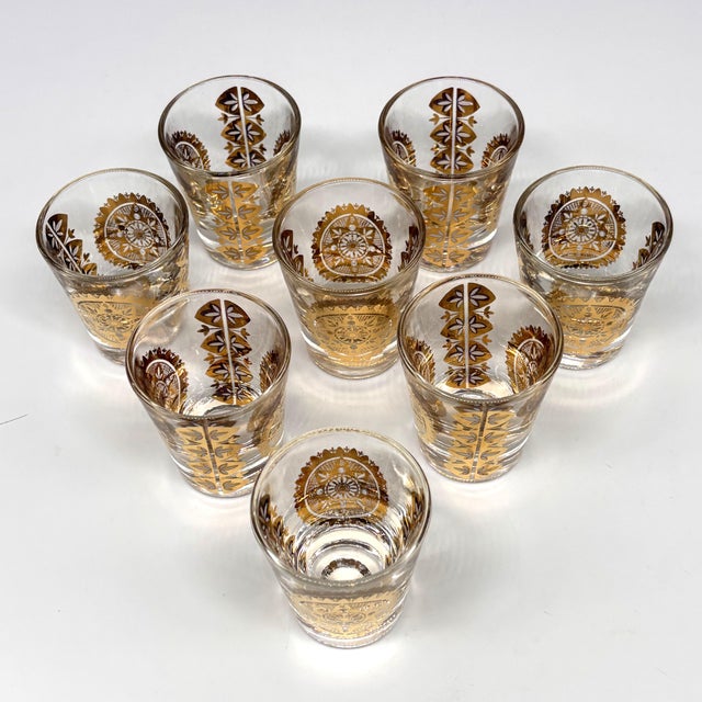 1960s Utd Gold Medallion Shot Glasses - Set of 8 For Sale - Image 4 of 9