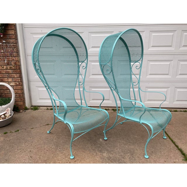 1950s Woodard Canopy Iron Patio Garden Lounge Chairs - a ...