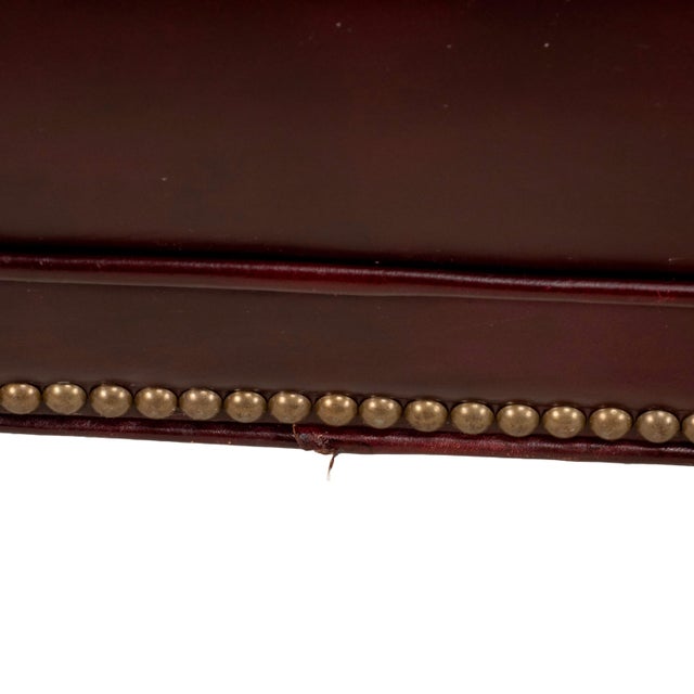 Vintage 1970s Tufted English Chesterfield Style Burgundy Leather Sofa 76" For Sale - Image 11 of 18