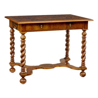 Antique Hand Carved Walnut Marquetry Table, 1865 For Sale