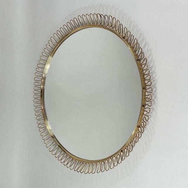 Large Brass Loop Wall Mirror by Josef Frank, Sweden, 1950s For Sale - Image 3 of 12