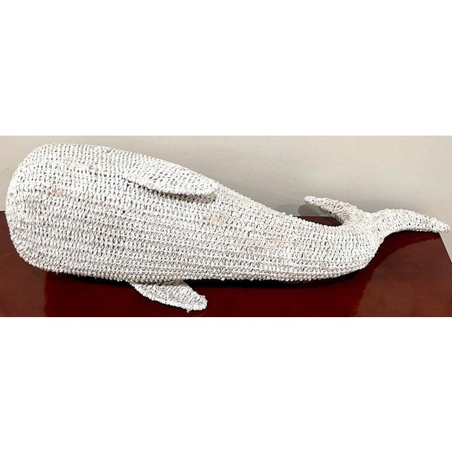 Mid-Century Modern 1970s Vintage 'Nantucket' White Wicker Sculpture of a Whale For Sale - Image 3 of 8