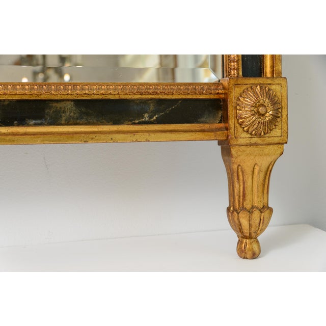 Italian Carved Wood Wall Mantel Gilt Mirror For Sale - Image 10 of 10