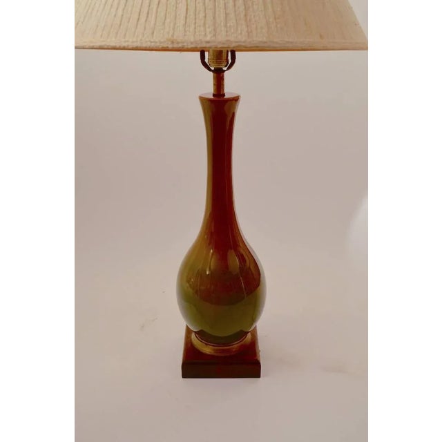 1960s Teardrop Ceramic High Glaze Table Lamps - a Pair For Sale - Image 5 of 6