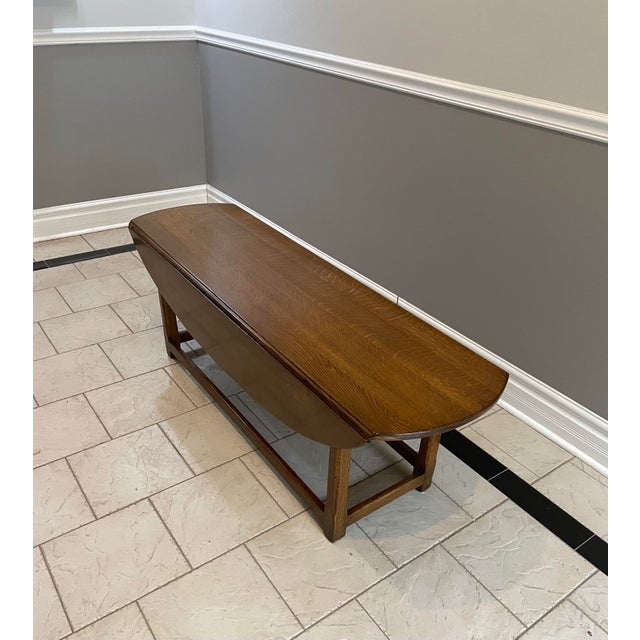 Vintage Mid Century 1940s Drop-Leaf Colonial Revival Wood Coffee Table For Sale In Chicago - Image 6 of 10