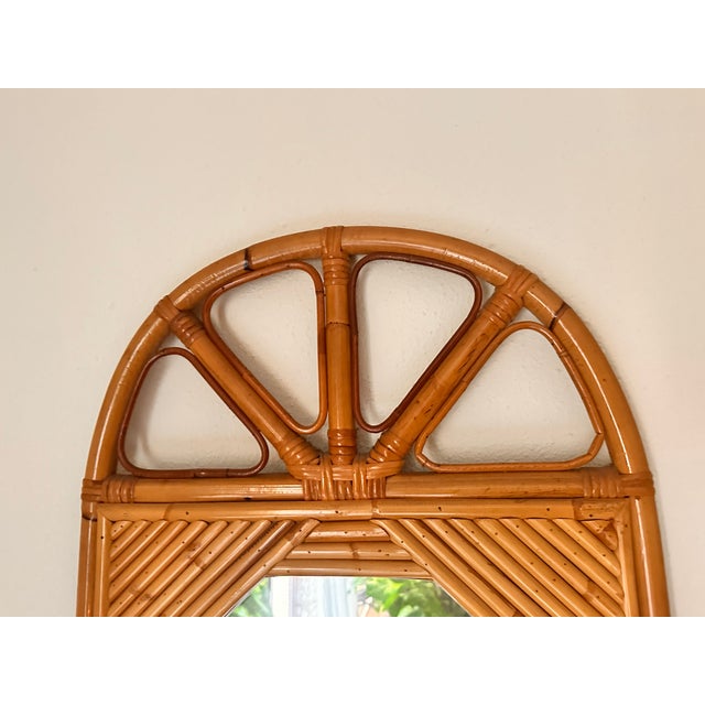 Copper Arched Demi-Lune Console in Rattan and Bamboo with Mirror from Vivai del Sud, Italy, 1960s For Sale - Image 8 of 14