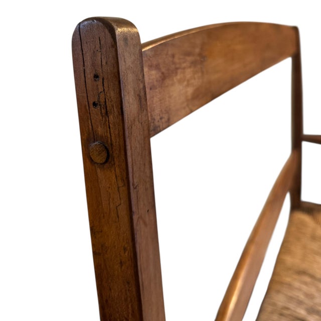 Antique Arts & Crafts Walnut & Rush Two-Seater Settee, 1900 For Sale - Image 3 of 10