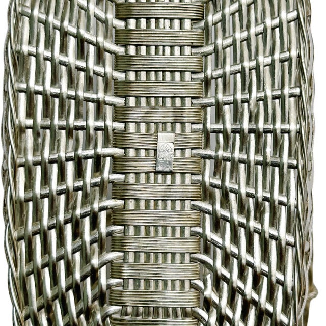 1960 French Woven Silverplate Wine Basket For Sale - Image 9 of 9
