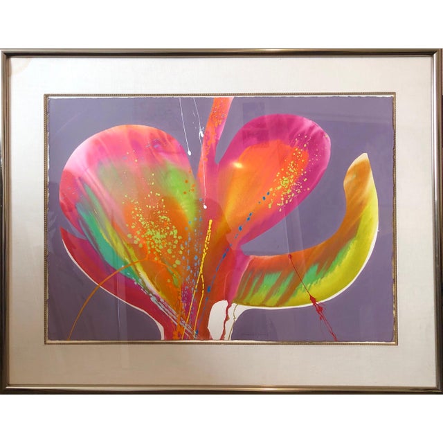 1980s Lamar Briggs, Modernist Abstract Expressionist Mod Day Glo Neon Color Field Acrylic Painting, c.1980s For Sale - Image 5 of 8