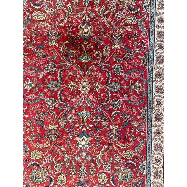 Beautiful mid century tabriz rug with nice design and beautiful colors, entirely hand knotted with wool velvet on cotton...