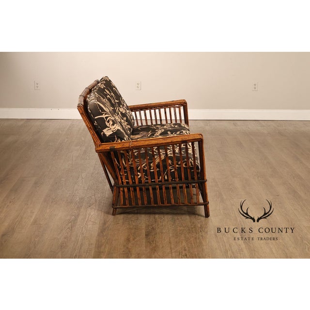 Cream Antique Split Reed Rattan Sofa For Sale - Image 8 of 18