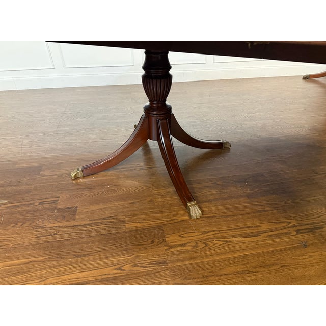 Georgian Style Multi-Banded Mahogany Dining Table by Leighton Hall - Showroom Sample For Sale - Image 9 of 16