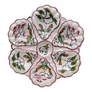 French Faience Oyster Plate Moustiers Style, Circa 1940 For Sale