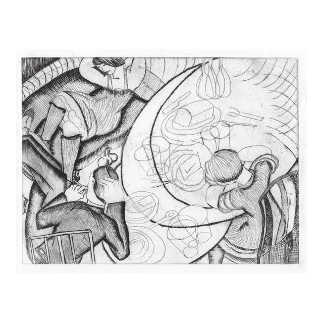 1950s Family Mid Century Modern Etching For Sale