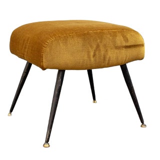 Upholstered Velvet Stool, Italy, 1950s For Sale
