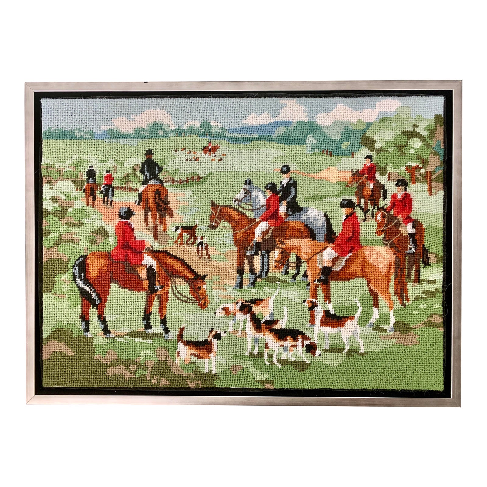 Equestrian Fox Hunt Needlepoint Textile Art Chairish
