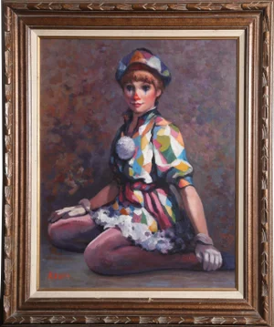 Philippe Alfieri, Clownesse, Oil on Canvas, Signed l.l.