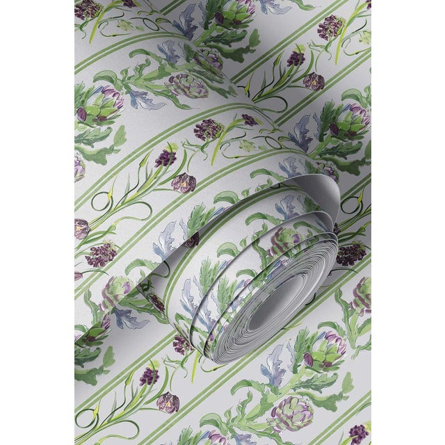Artichoke Stem Stripe Grasscloth Wallpaper by House Party | Terra Verde | 6 Yards For Sale - Image 9 of 9