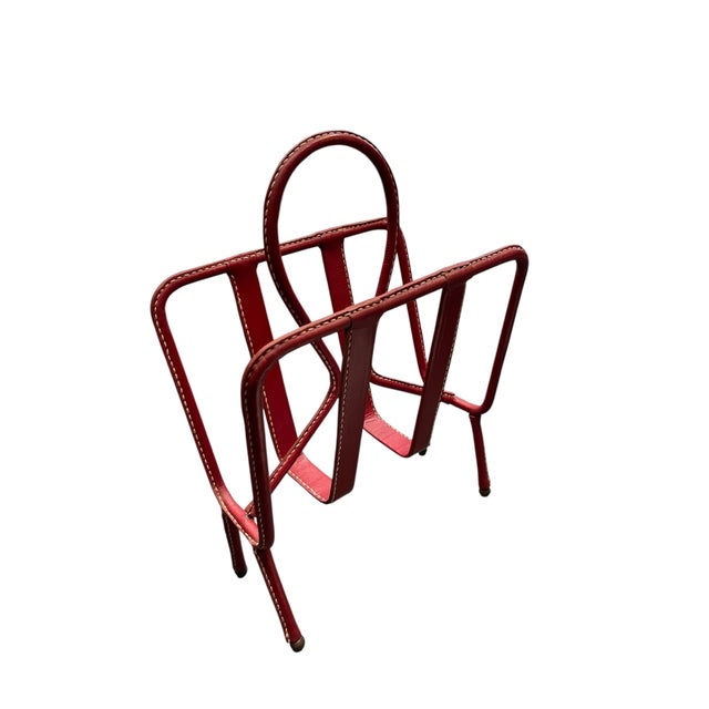 Red Magazine Rack by Jacques Adnet, 1950s For Sale - Image 8 of 8